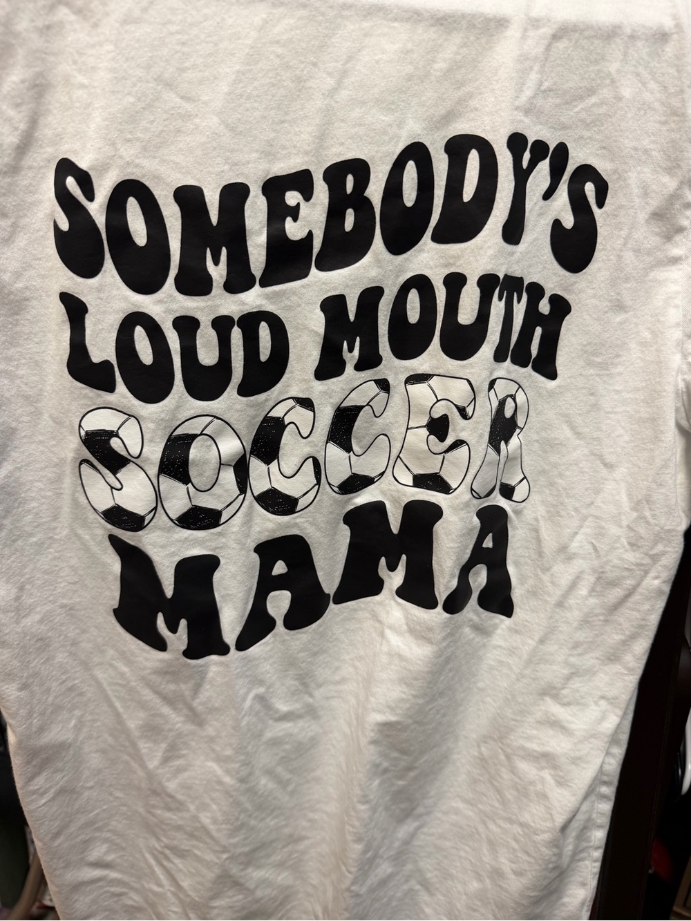 Kids "Somebody's Loud Mouth Soccer Mama" White Graphic Tee